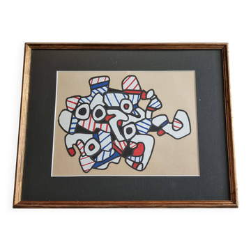 Silkscreen print after Jean Dubuffet, framed, 1970s, 31 x 25 cm