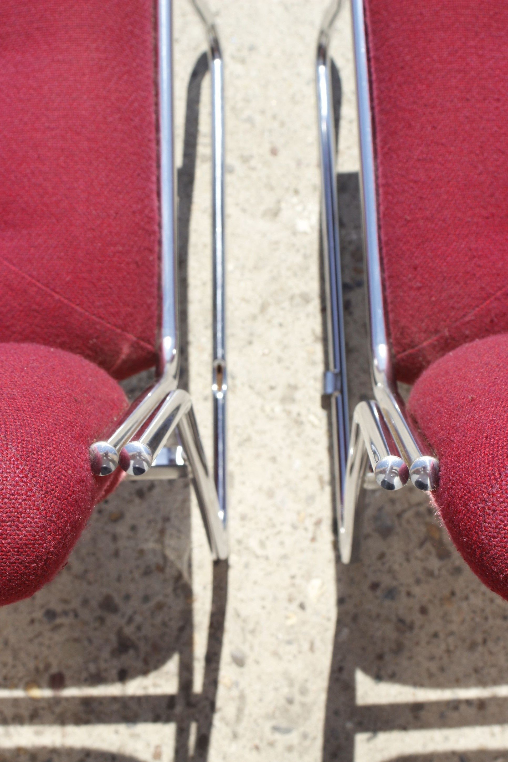 Space Age Chairs in Chrome and Velvet, 1970s, Set of 4