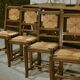 Set of 6 rustic oak chairs from the 1960s.