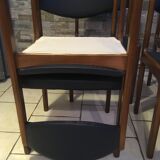 Set of 6 chairs teak leather