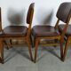 Suite de 6 chaise bois skaï marron brus vintage année 50 - 60