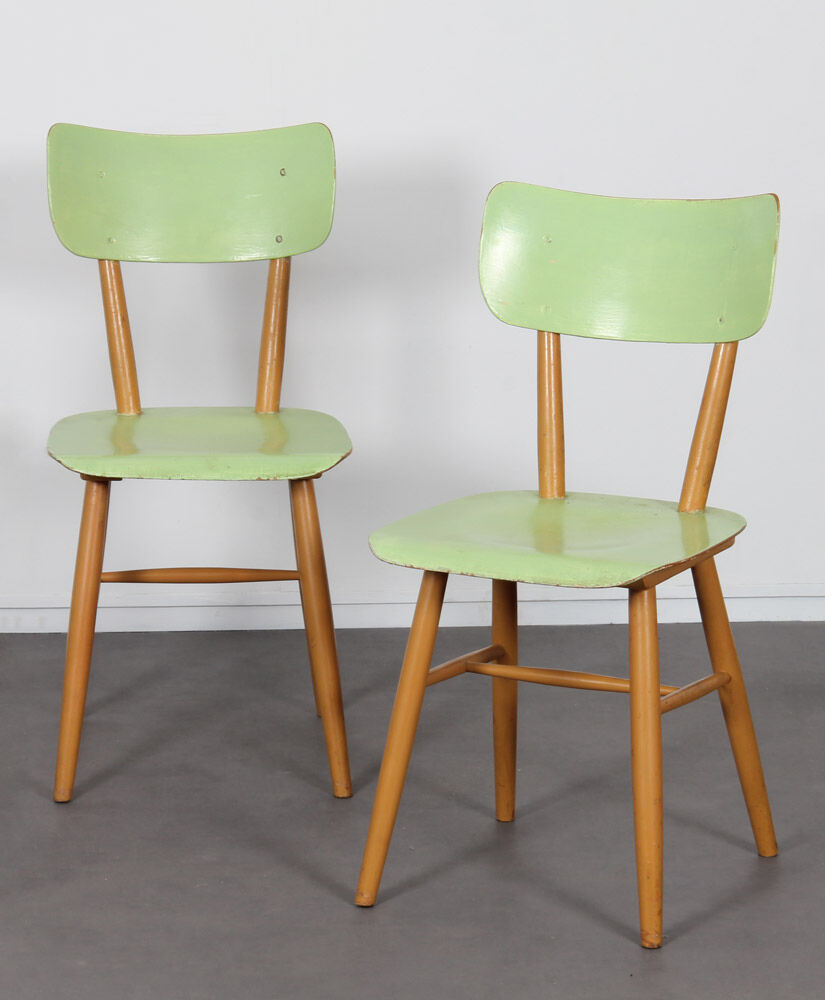 Pair of green chairs for Ton, 1960