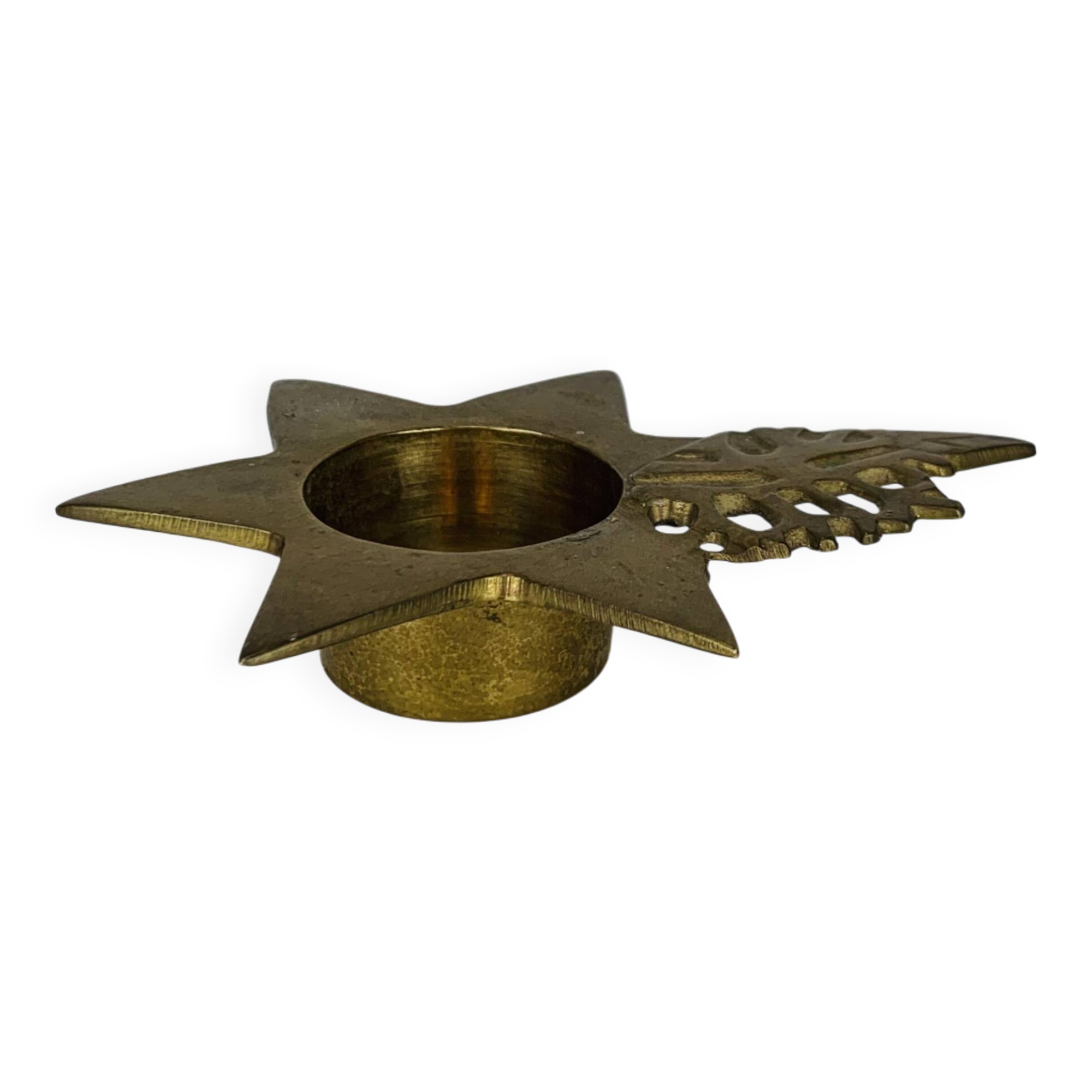 Vintage gold brass star candle holder