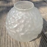 Art Deco ball vase pair with flower and leaf decor