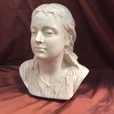 Bust of young woman in marble signed and dated late XlXeme 1887 year dimension: H-34cm- L-28cm-