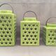 Set trio decorative lanterns design ceramic enamelled cracked glaze
