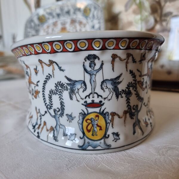 Ensemble assiette ou plateau et jardinière Toussi Court, peints à la main