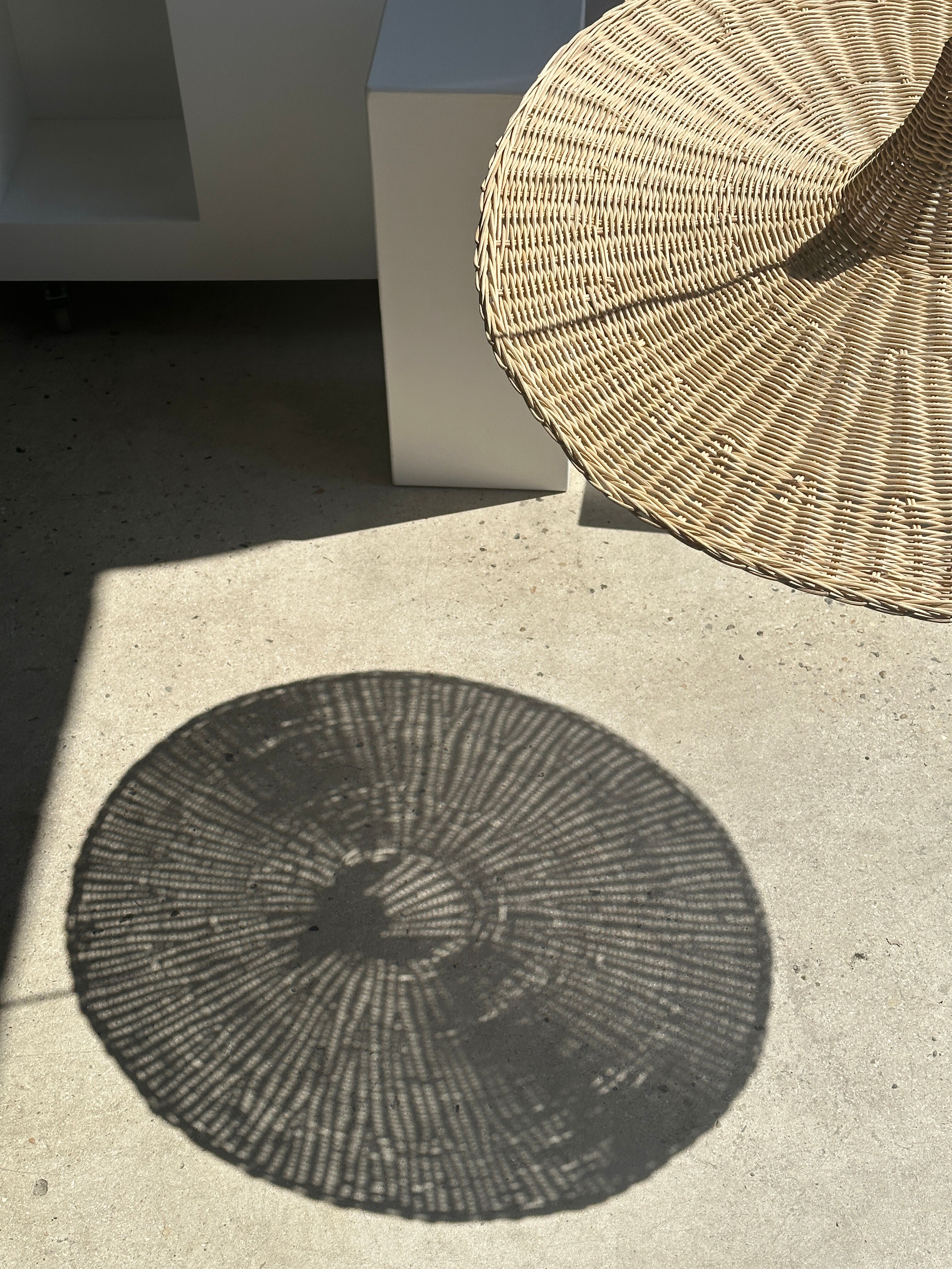 Large suspension, rattan luminaire in hat shape D:80cm