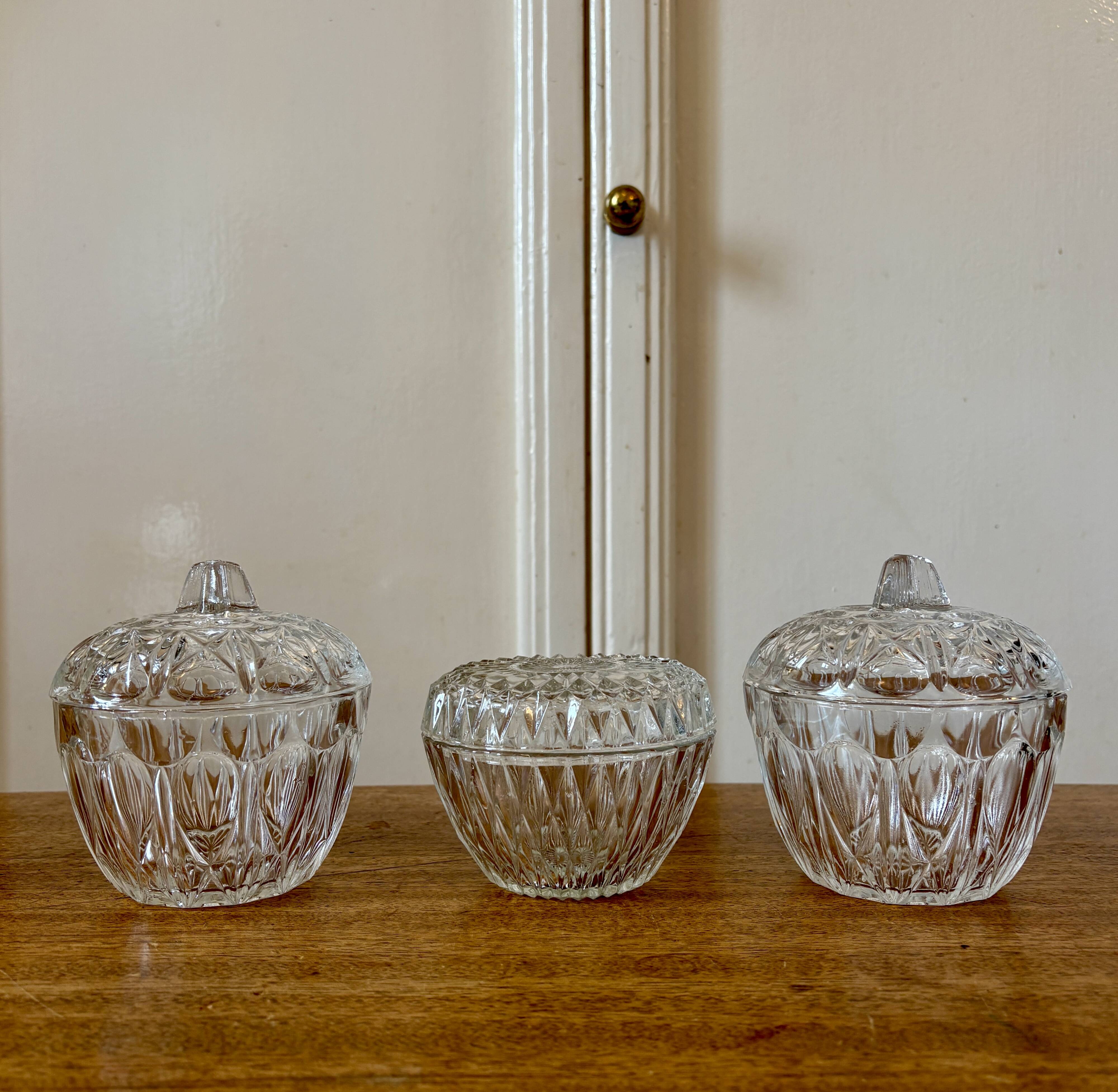 Set of 3 vintage glass candy jars