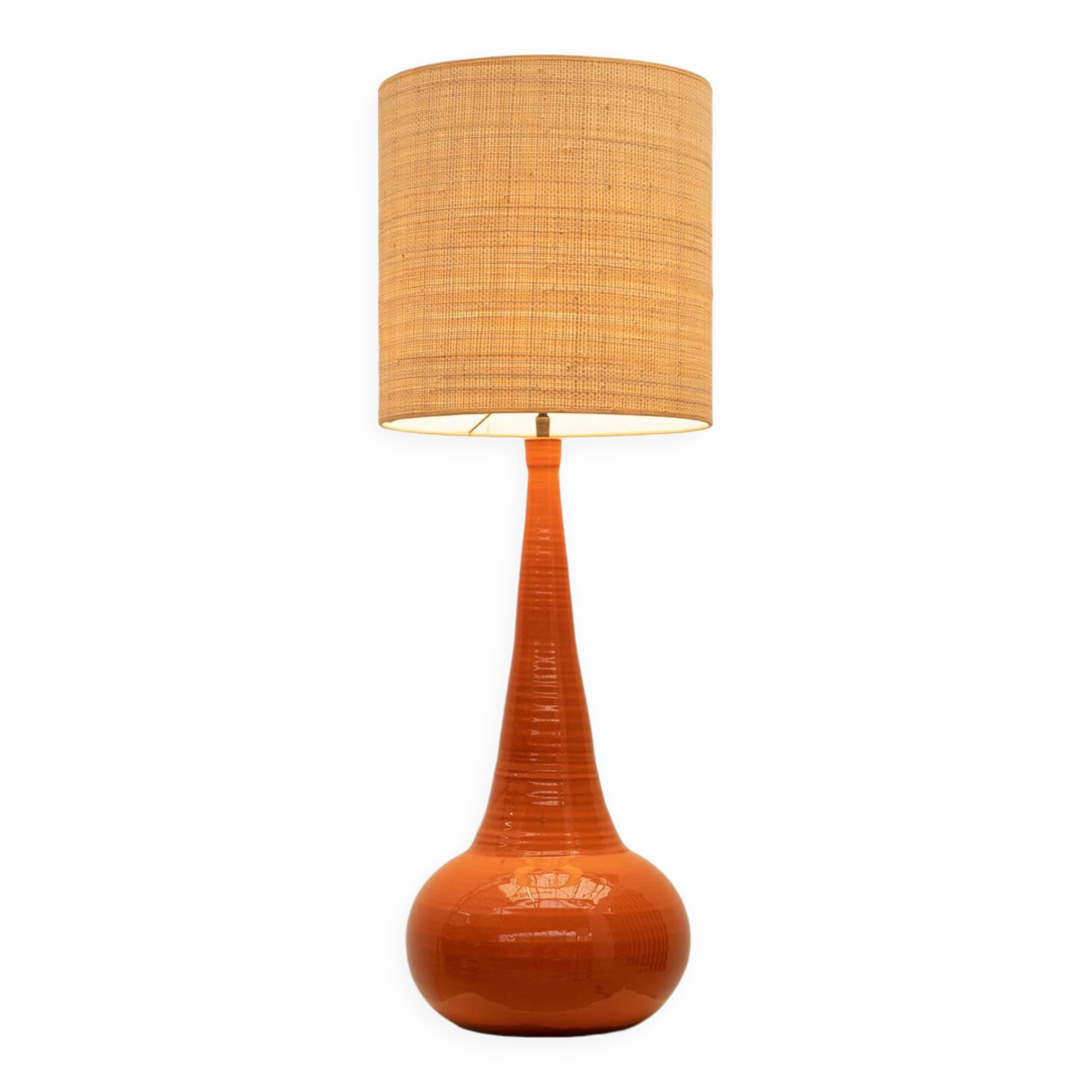 Orange ceramic table lamp, France 1970s