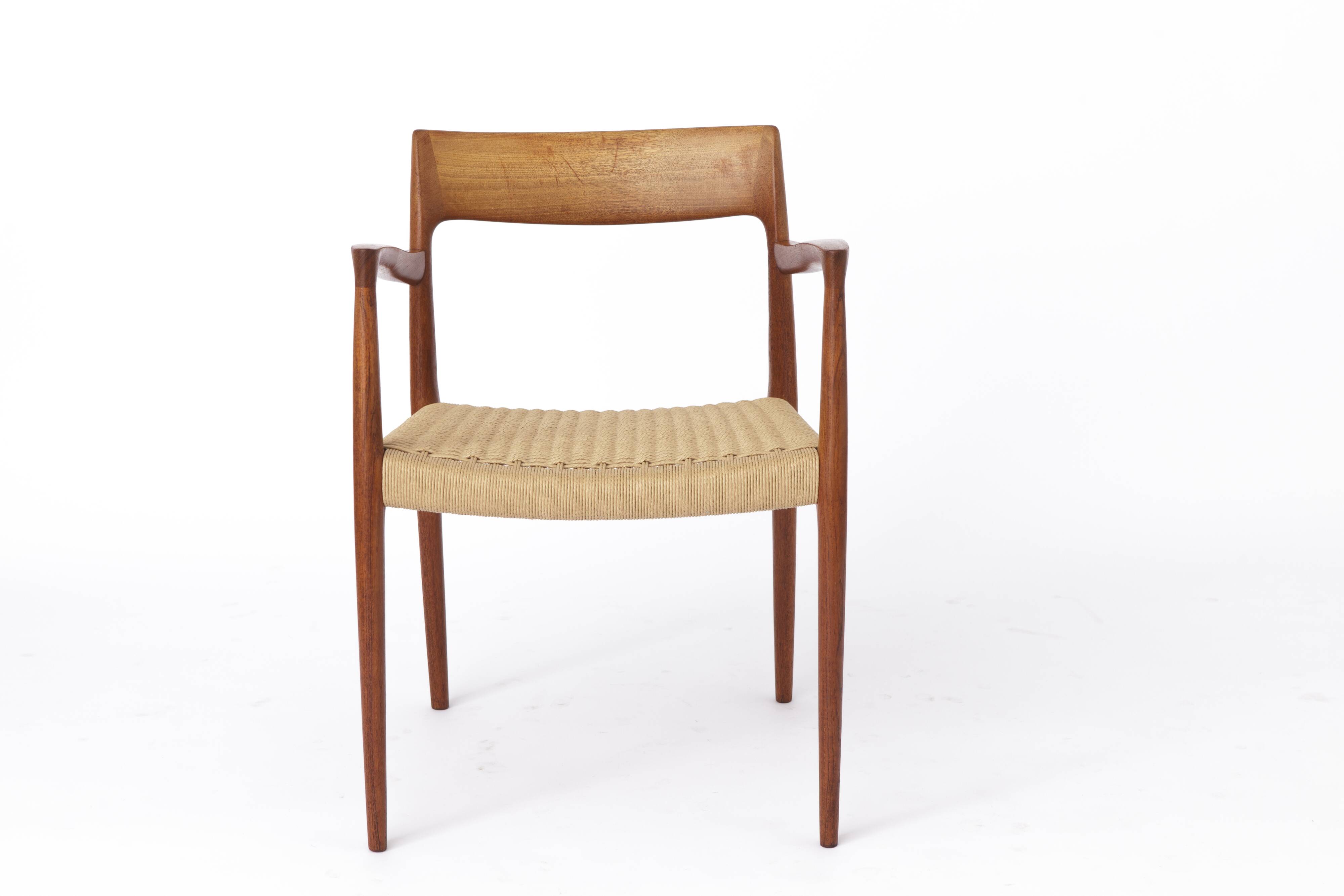 1 of 2 Niels Moller armchair, model 57, 1950s Vintage, paper cord seat,