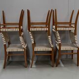 Suite of 6 vintage chairs in light beech late 20th