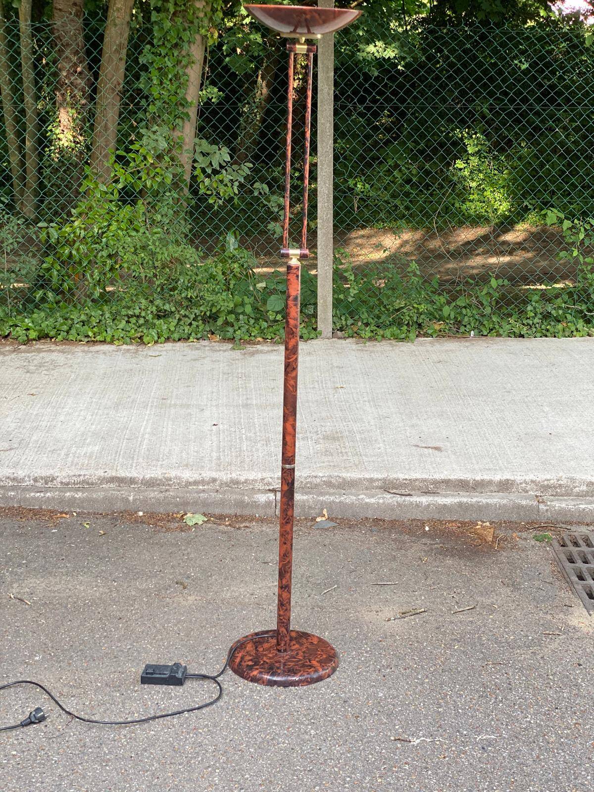 Vintage Italian floor lamp with burgundy marble effect and round dome