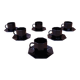 Set of 6 medium black coffee cups and saucers ARCOROC "Octime"