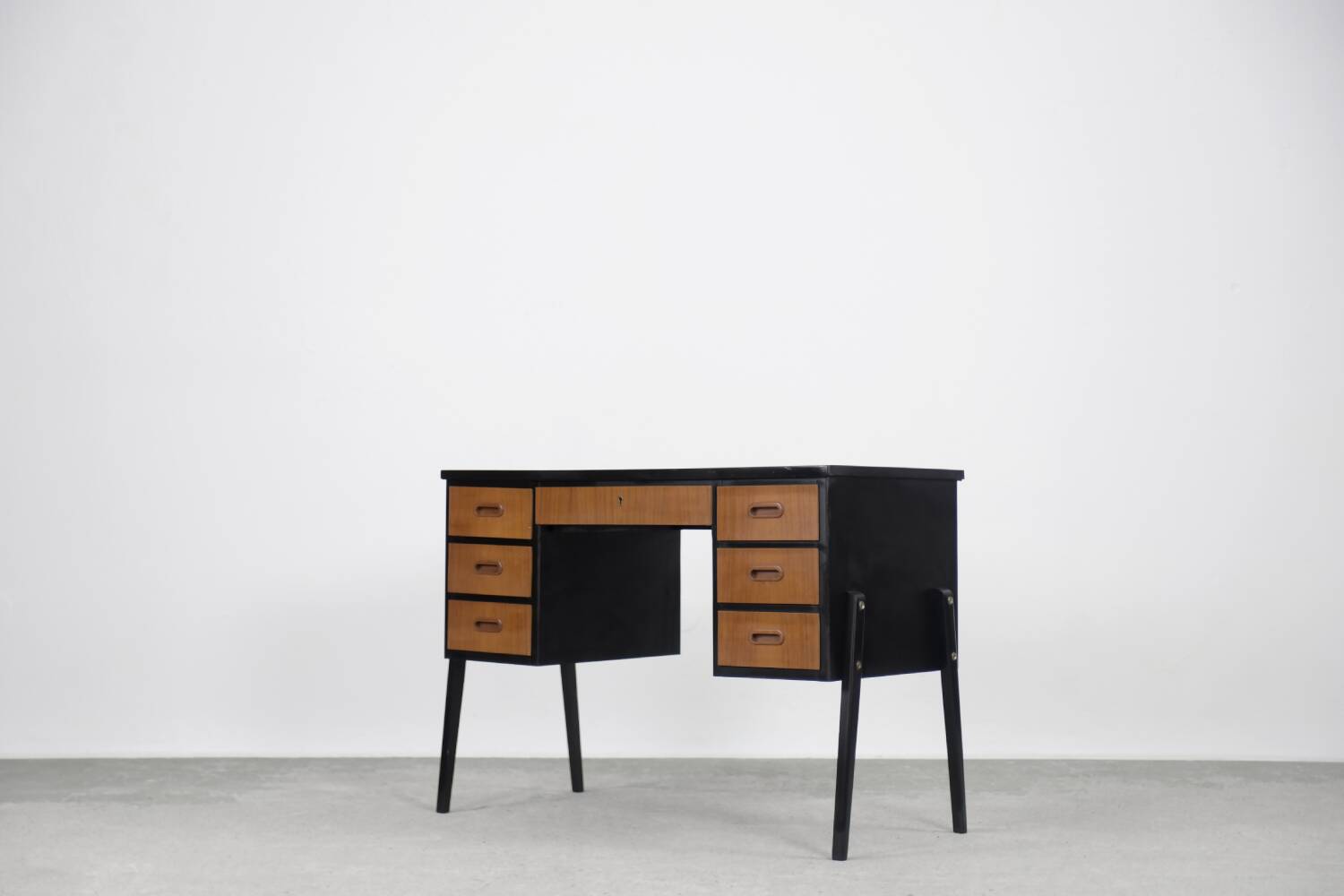 Vintage Swedish teak desk, mid-century modern, 1960s.