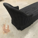 Banquette-lit en velours noir-méridienne