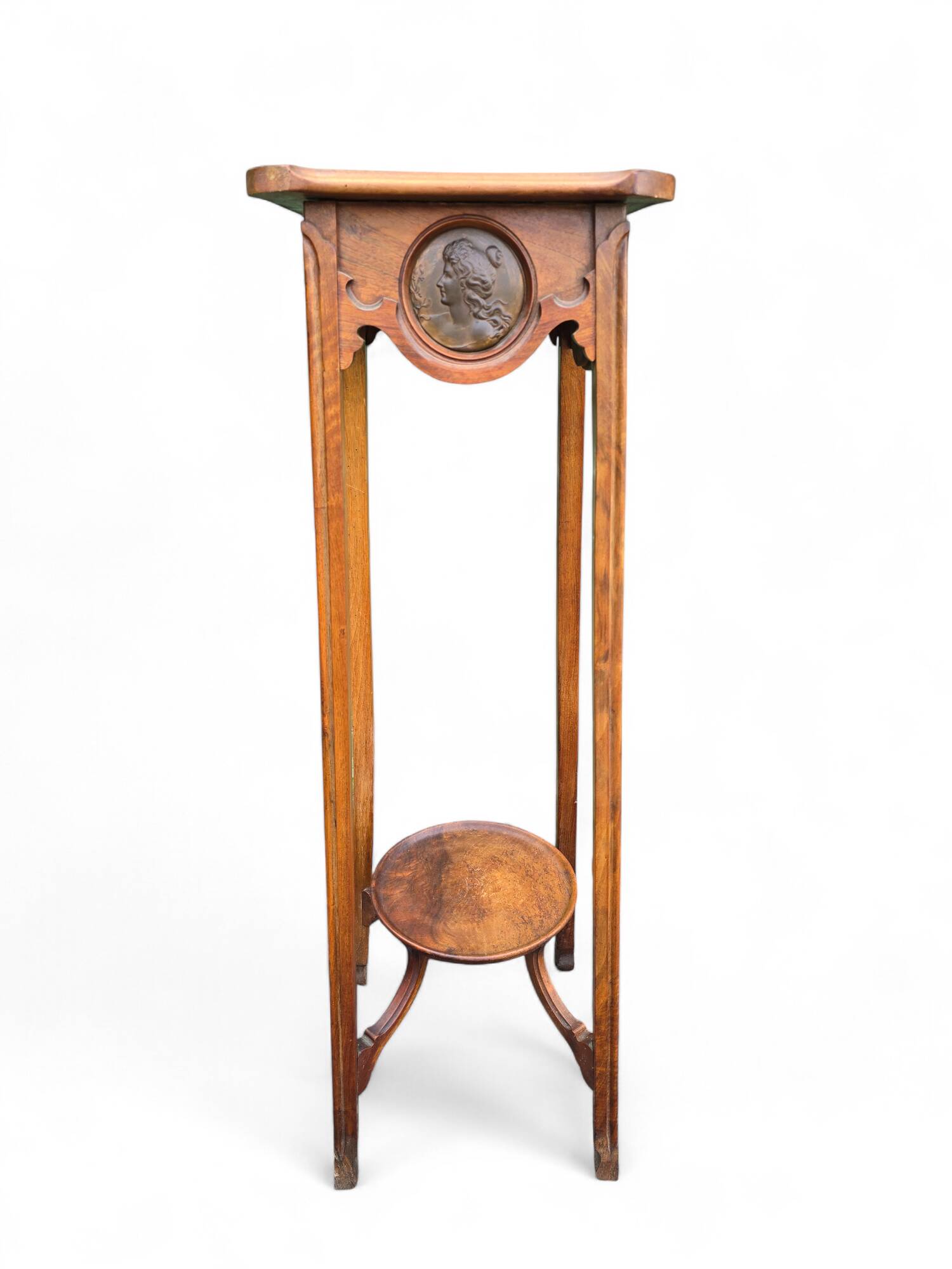 Tall Art Nouveau carved wooden side table