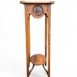 Tall Art Nouveau carved wooden side table