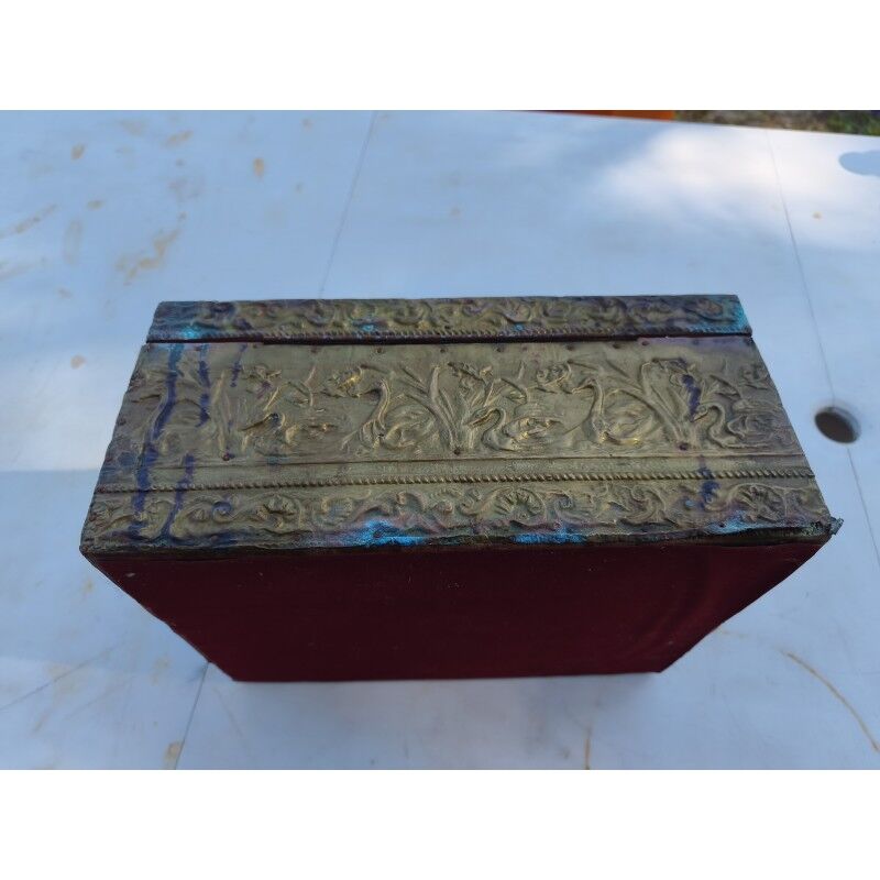 Antique repoussé brass box