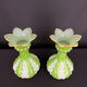 Pair of green and white opaline vases, attributed to Baccarat, period