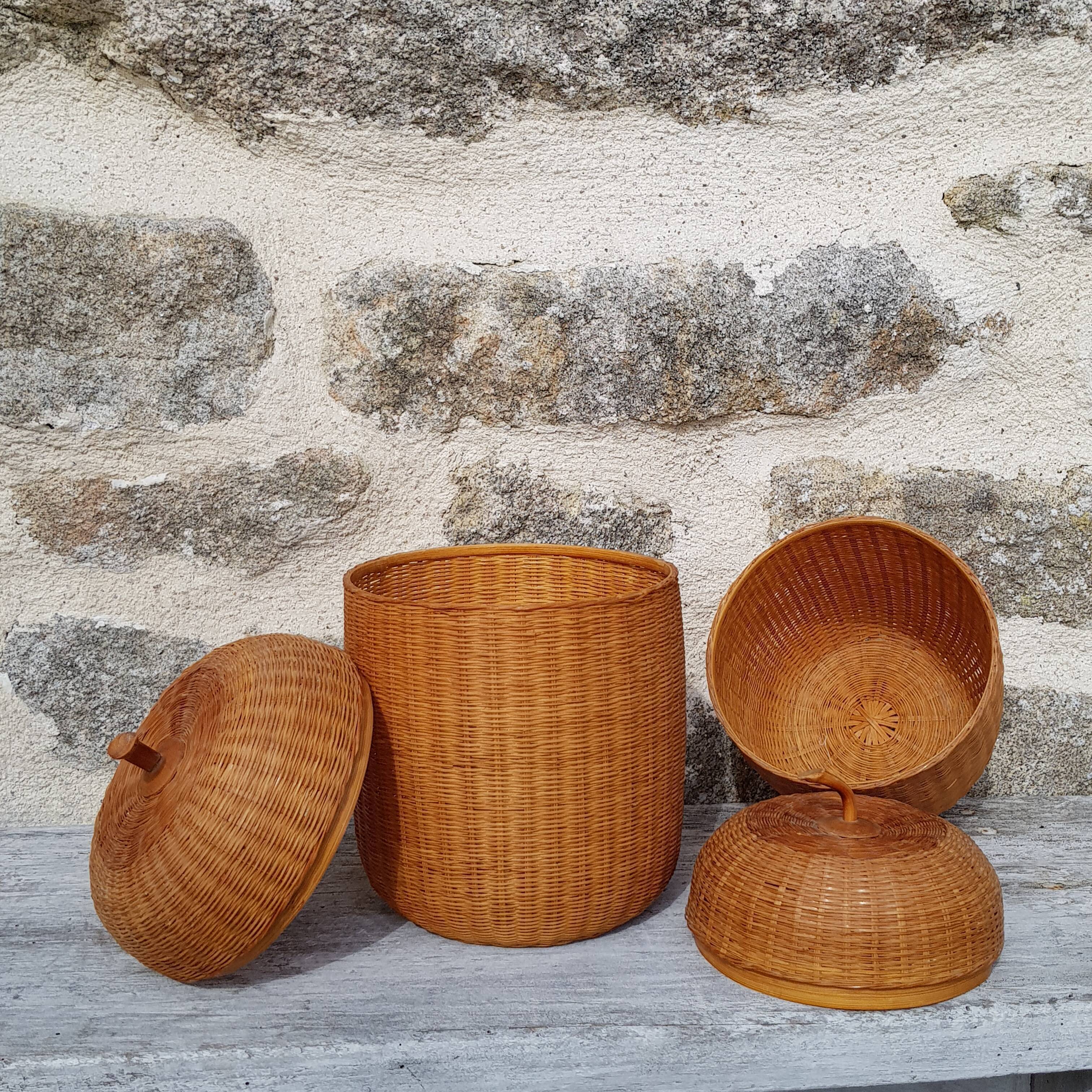 2 boxes rattan H18 & 21 cm