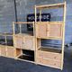 Bookcase, cannage in 3 modules and smoked glass trays - 70s