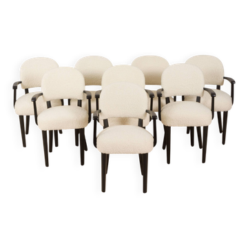Set of eight dining Paris hotel chairs by Thonet, France 1950s