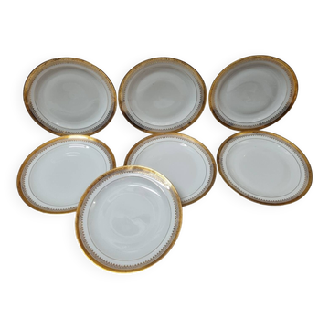 7 assiettes Limoges doré à l'or fin