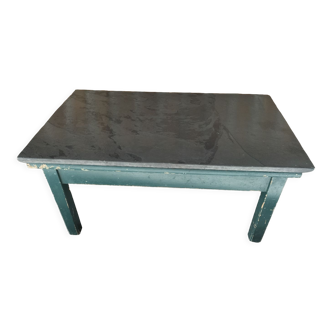 Table basse rectangulaire en bois et ardoise