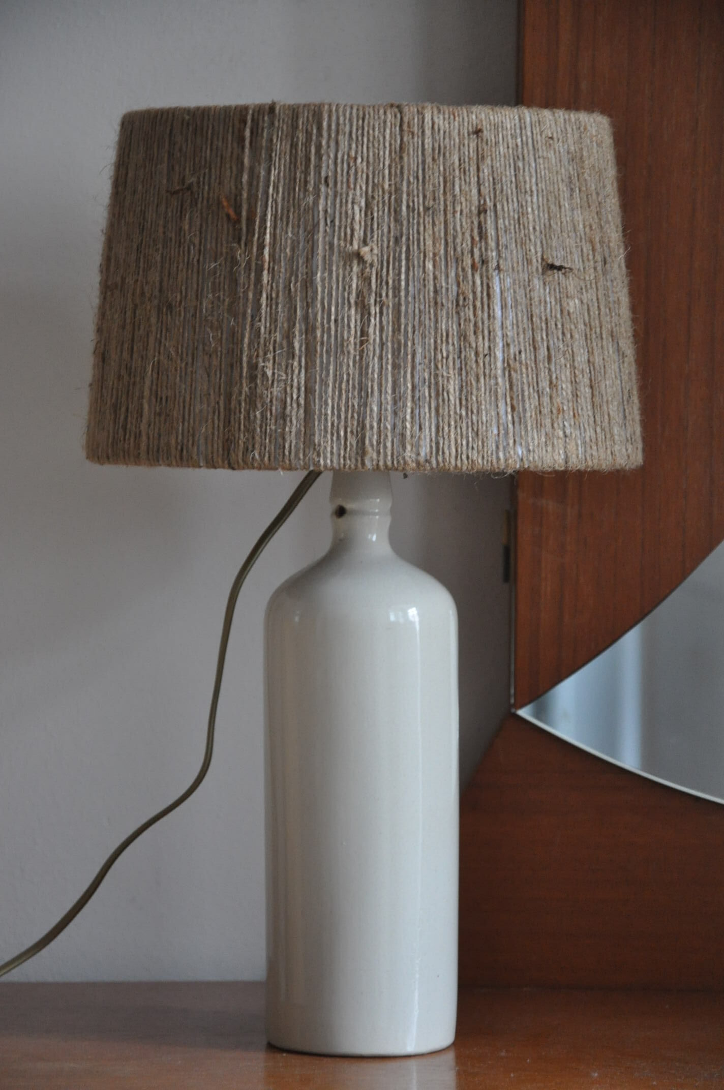Vintage stoneware bottle lamp
