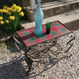 Art Deco coffee table in wrought iron and ceramic