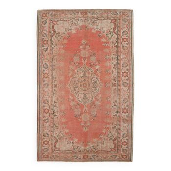 Tapis vintage 6x10 rouge pêche classique, 193x304cm