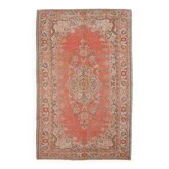 Tapis vintage 6x10 rouge pêche classique, 193x304cm