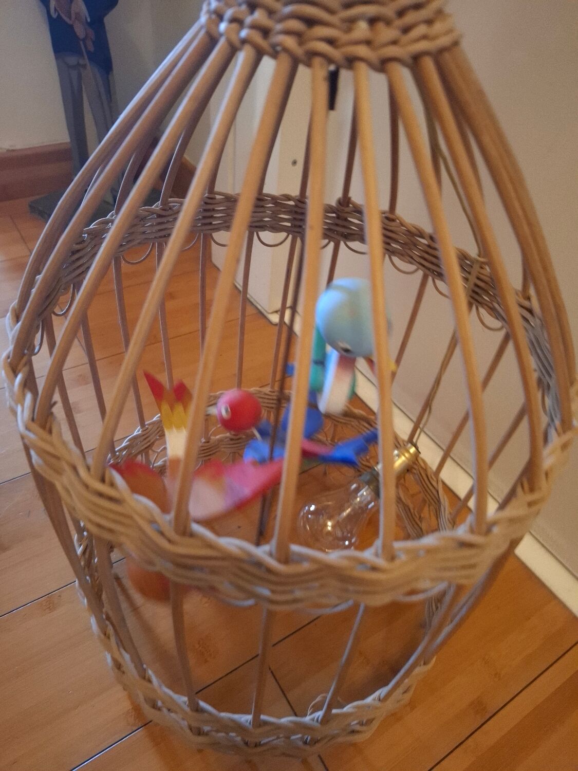 Vintage rattan pendant light from the 1950s and 60s