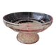 Art Deco pink molded pressed glass compote bowl on foot