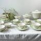 Vintage tea/coffee set in white, green and gold porcelain by SALINS, made in France