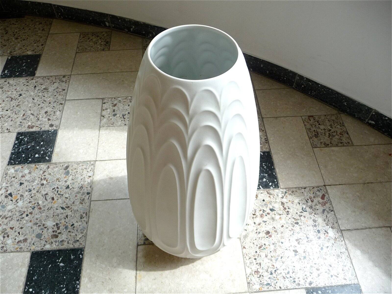 Large porcelain floor vase with relief by H&C Heinrich, West-Germany 1960s