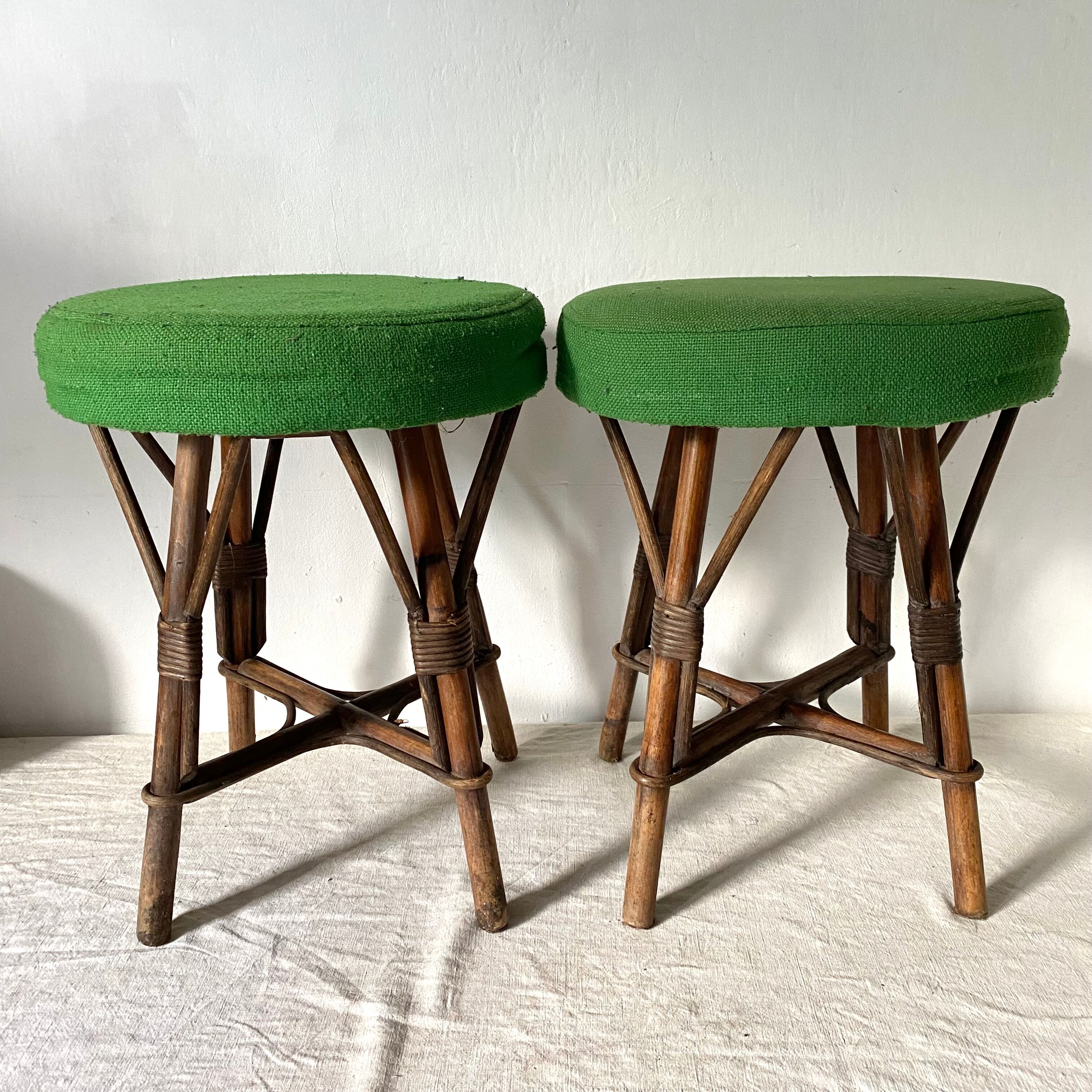 Vintage rattan stools