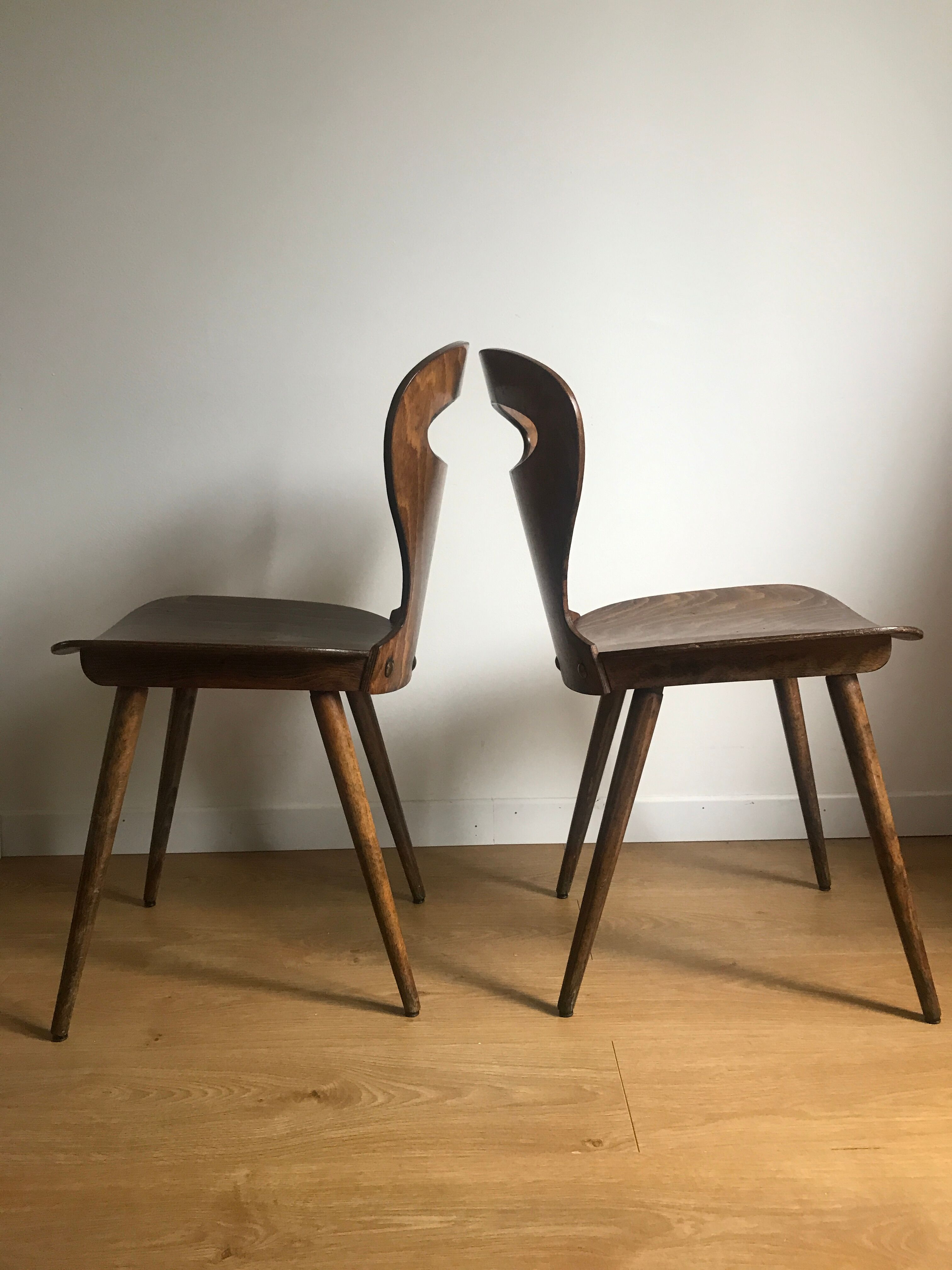 Pair of bistro chairs "rustic" model of baumann called "ant"