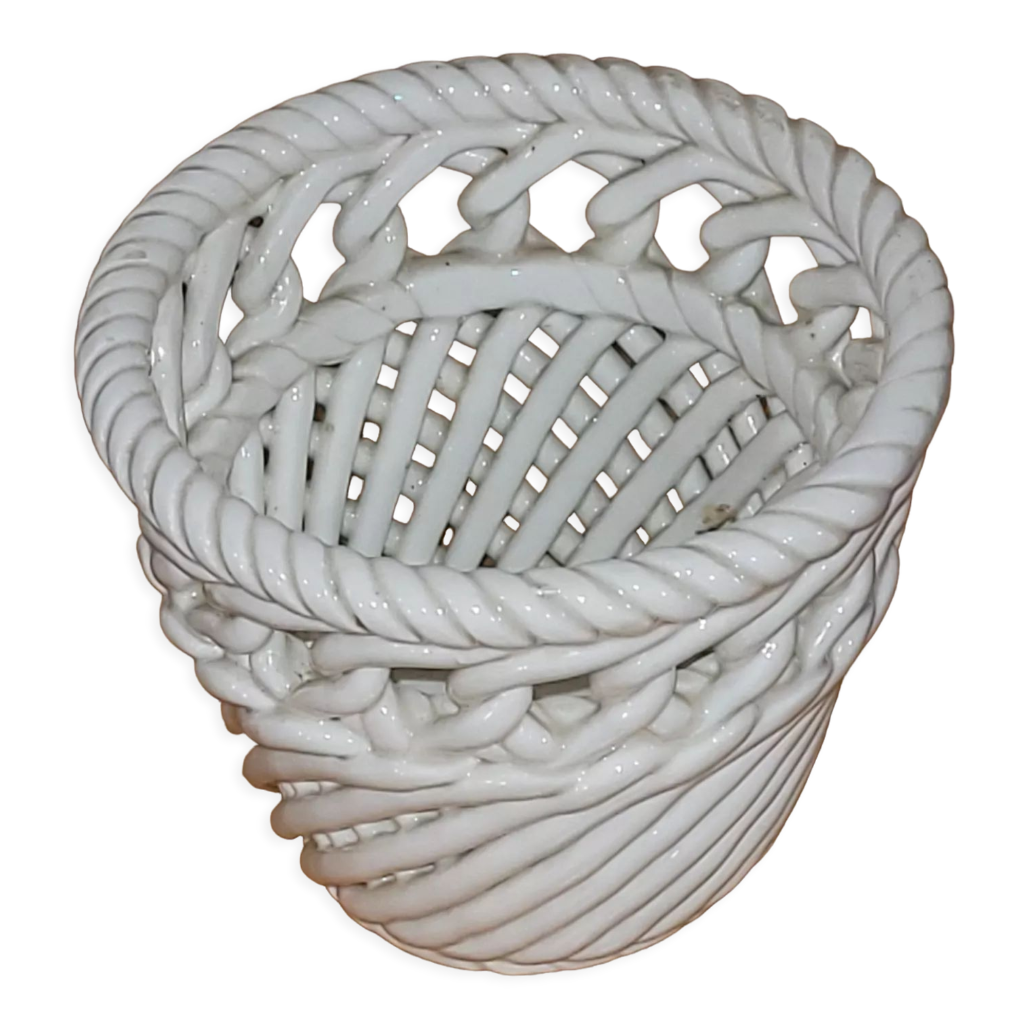 Braided ceramic pot cover - vintage