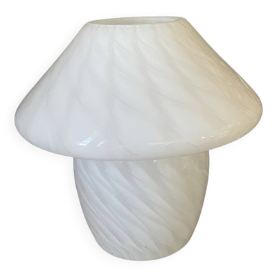 Lampe champignon, Vetri Murano en verre opalin texturé, effet ''tressé