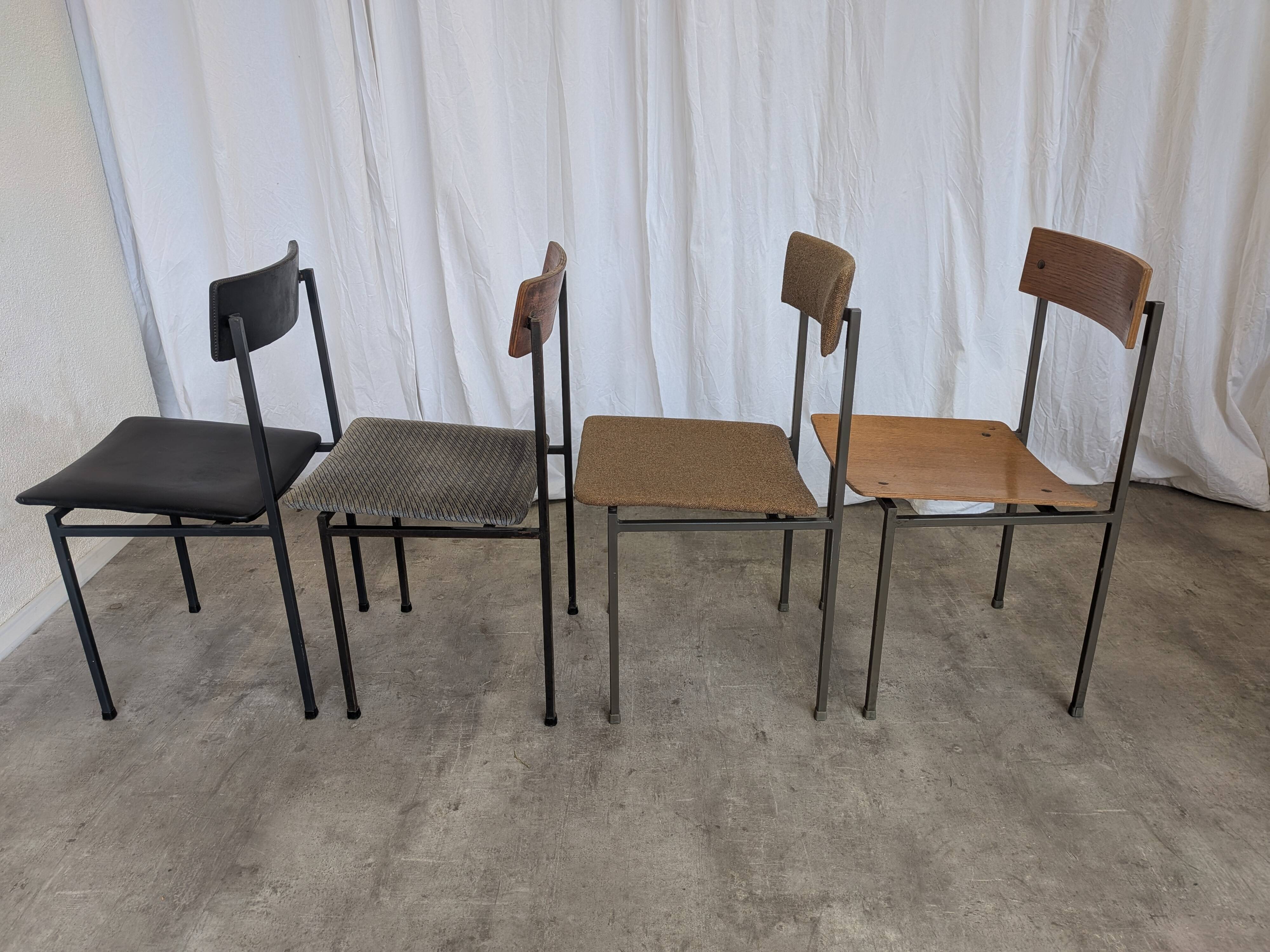 Set of 4 - Mix & Match Vintage Industrial Dining Chairs - 1970s Stol Kamnik