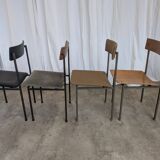 Set of 4 - Mix & Match Vintage Industrial Dining Chairs - 1970s Stol Kamnik