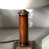 Brass and wood lamp