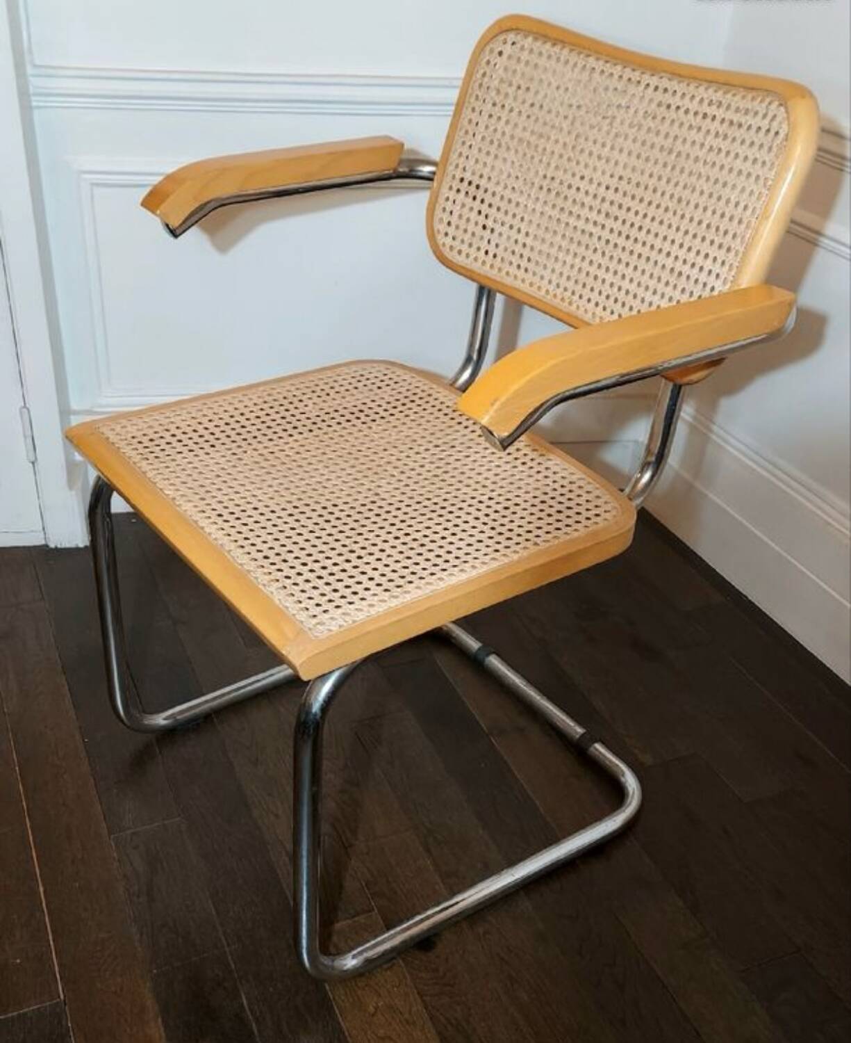 Cesca B64 vintage chair with armrests - Marcel Breuer in light beech - Vintage - Made in Italy - 80s (6 available)