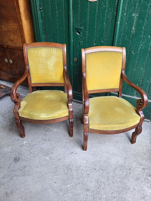 Pair of armchairs with mahogany restoration of the XlX th century