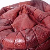 Pouf patchwork of red leather vintage burgundy 1970