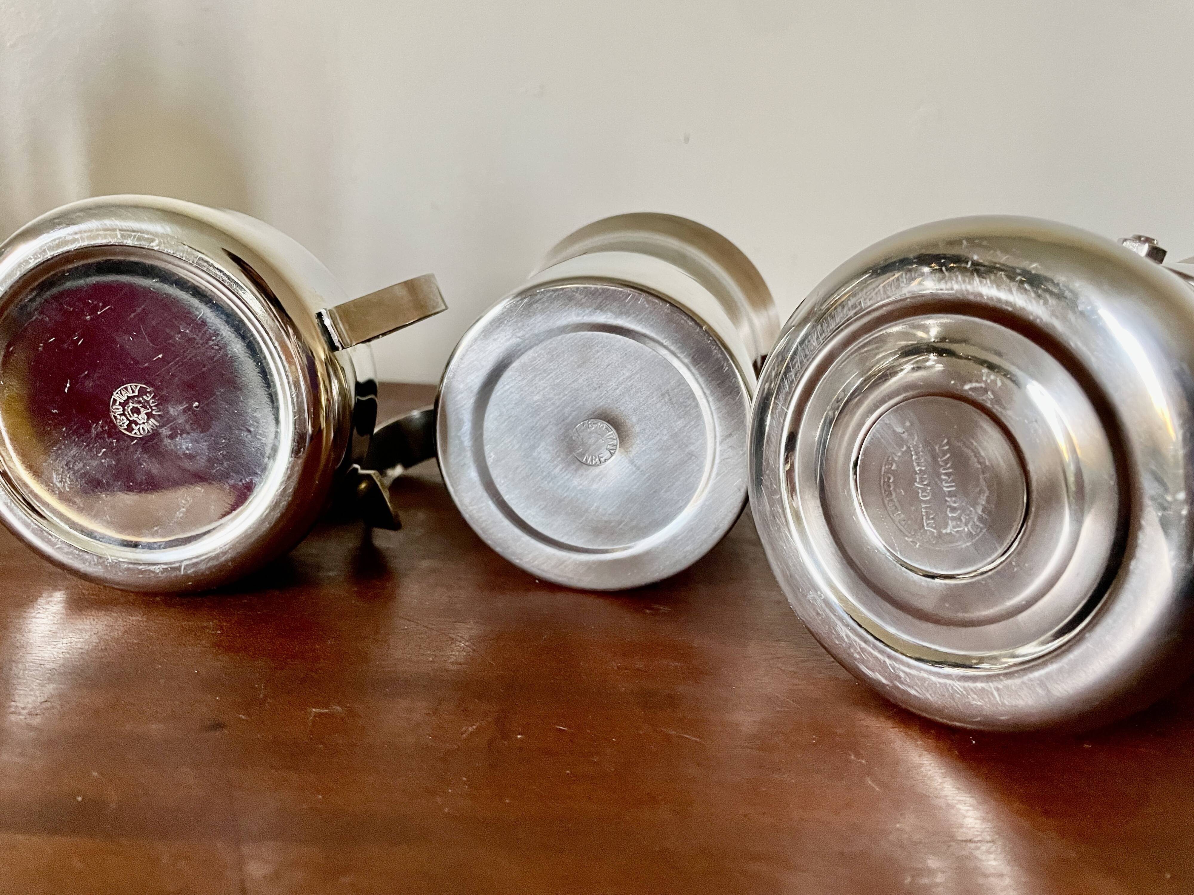 Euroexpress Nanni stainless steel set, 6-cup coffee maker, Italy 1980