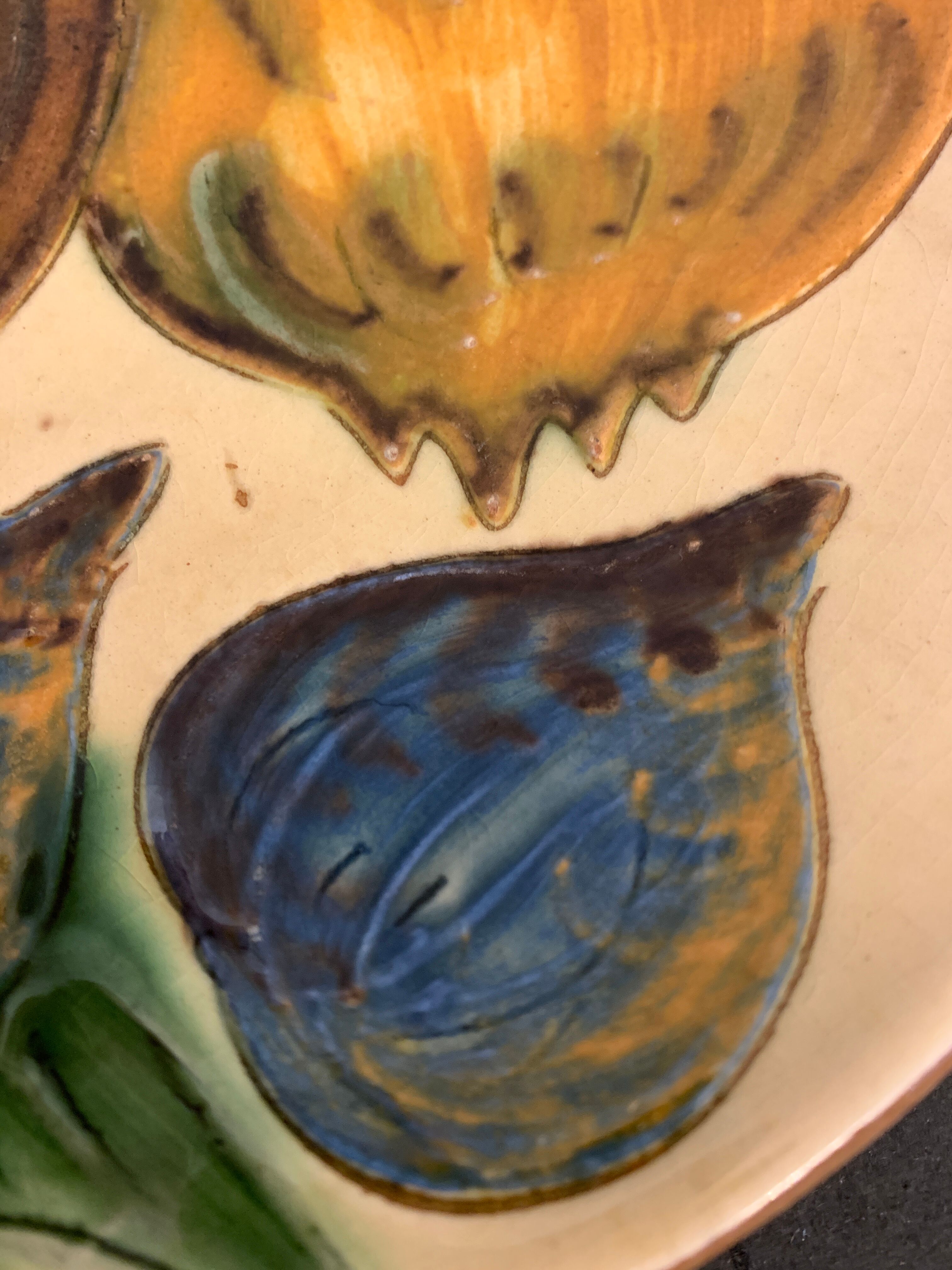 Glazed ceramic plate Puigdemont fruits, 1960