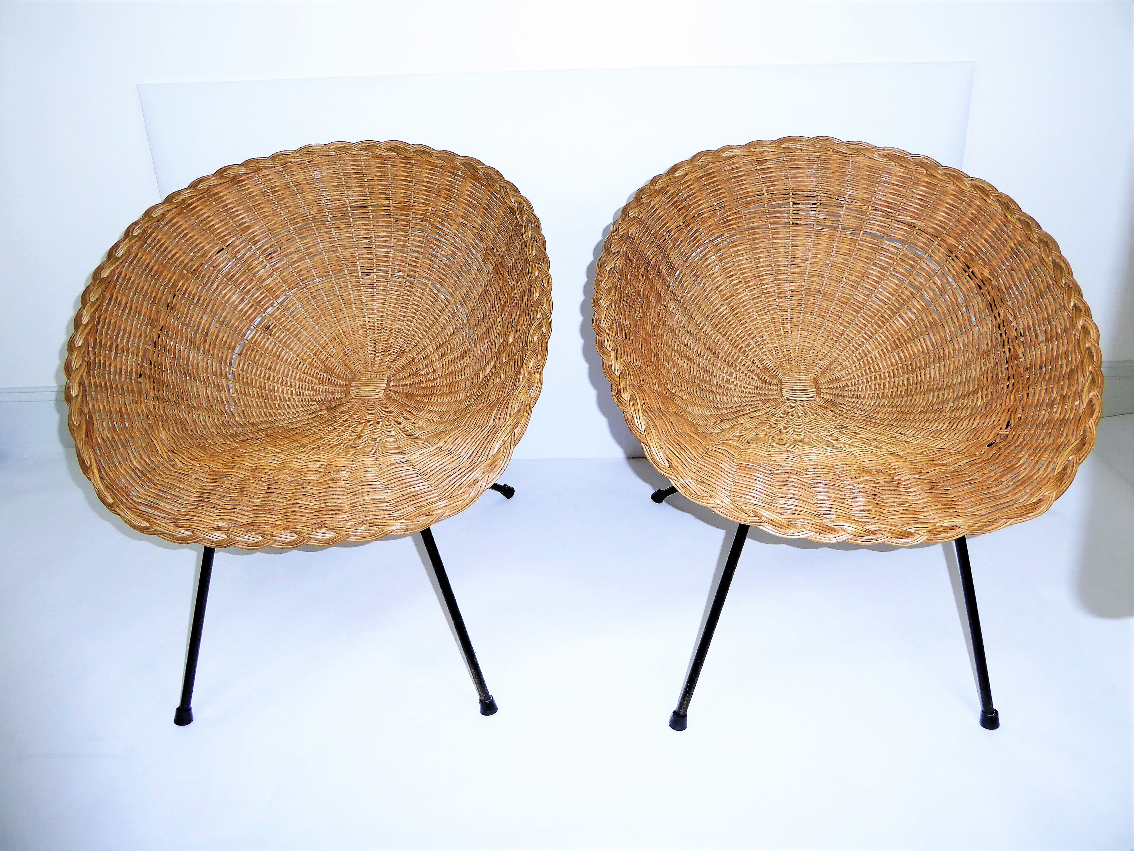 Rattan armchairs 1950